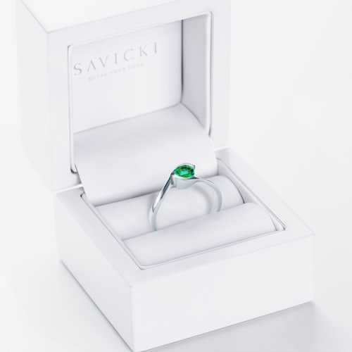 Pierścionek Secret Garden: białe złoto, szmaragd